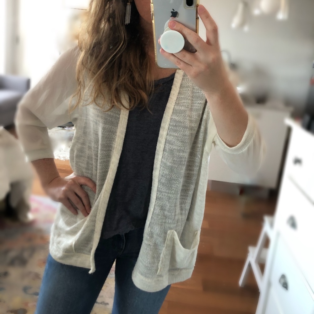 Silence & Noise Sheer Sleeve Cardigan
